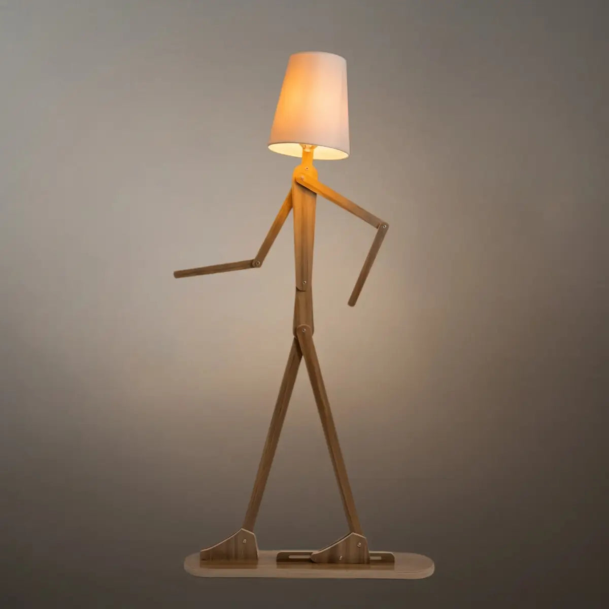 Zenno Art Deco Wood & Fabric Floor Lamp